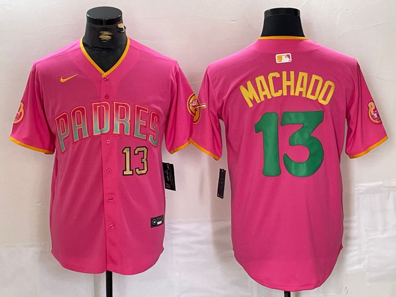 Men San Diego Padres #13 Machado Pink Jointly 2024 Nike MLB Jersey style 7->san diego padres->MLB Jersey